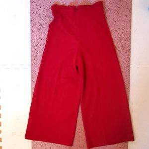 Red High Waisted Flared Cropped Luna Dress Pants